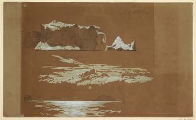 Dibujo, Icebergs near Cape St. John and Gull Island, Newfoundland, 4 de julio de 1859 de Frederic Edwin Church