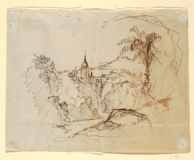 Dibujo, Paisaje imaginario, 1865-66 de Frederic Edwin Church