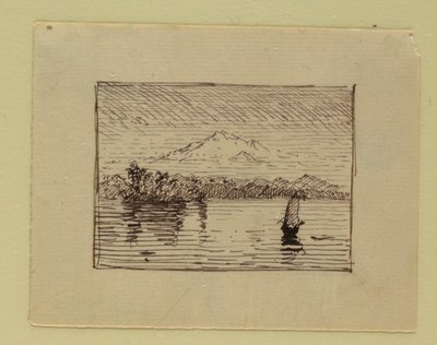 Dibujo, Paisaje imaginario, hacia 1850 de Frederic Edwin Church