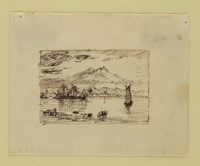 Dibujo, Paisaje imaginario, hacia 1850 de Frederic Edwin Church