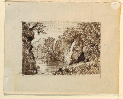 Dibujo, Paisaje imaginario con, ca. 1870-73 de Frederic Edwin Church