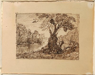 Dibujo, Paisaje fluvial imaginario, ca. 1870-73 de Frederic Edwin Church