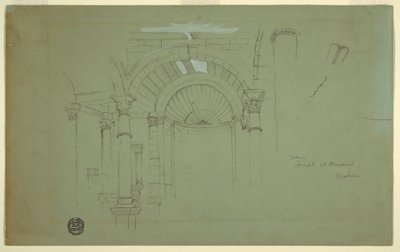 Dibujo, Interior, Templo de Mismiyeh, Siria, 28 de abril de 1868 de Frederic Edwin Church