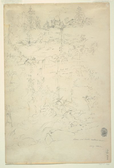 Dibujo, cataratas Kaaterskill, montañas Catskill, Nueva York, julio de 1844 de Frederic Edwin Church