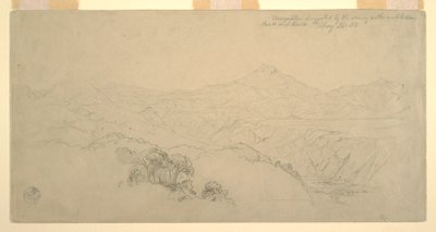 Dibujo, Composición de Paisaje: Sugerido por el paisaje en el camino entre Paso, Colombia y Quito, Ecuador., 26 de agosto de 1853 de Frederic Edwin Church