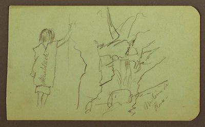 Dibujo, Paisaje, Figura; Verso: Árboles, Puente, Plantas, 1883 de Frederic Edwin Church