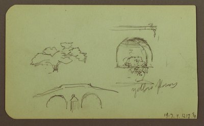 Dibujo, Paisaje, Figura; Verso: Árboles, Puente, Plantas, 1883 de Frederic Edwin Church