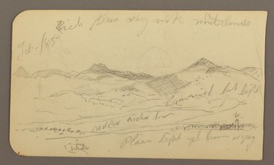 Dibujo, Paisaje, casas; Verso: Copa de árbol, febrero de 1885 de Frederic Edwin Church