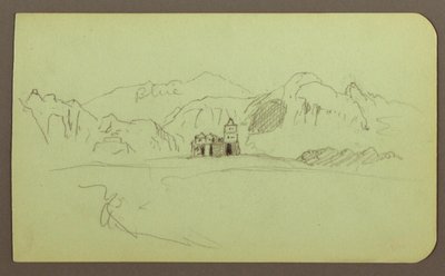 Dibujo, Paisaje con iglesia; reverso: Paisaje, 1883 de Frederic Edwin Church