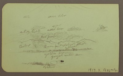 Dibujo, Paisaje con iglesia; reverso: Paisaje, 1883 de Frederic Edwin Church