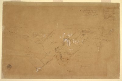 Dibujo, Paisaje con el monte Purese, Colombia, 6 de agosto de 1853 de Frederic Edwin Church