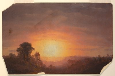 Dibujo, Paisaje con puesta de sol, 1860-70 de Frederic Edwin Church