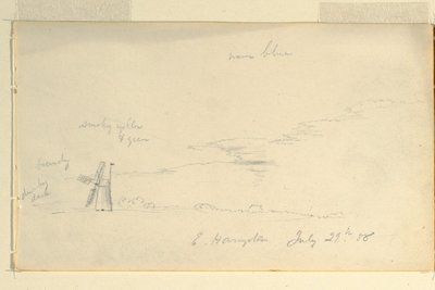 Dibujo, Paisaje con molino de viento, 29 de julio de 1858 de Frederic Edwin Church