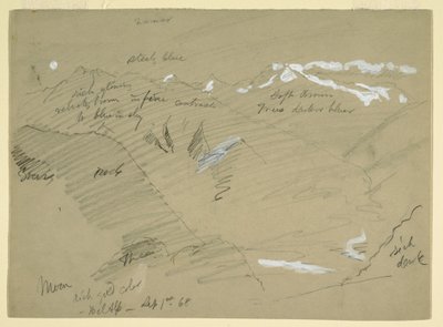 Dibujo, Paisajes en los Alpes berneses, cerca de Bel Alp, Suiza, septiembre de 1868 de Frederic Edwin Church