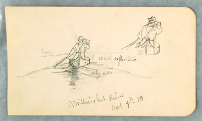 Dibujo, Hombre remando una canoa en el río Millinoket [sic], 4 de octubre de 1878 de Frederic Edwin Church