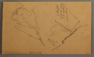 Dibujo, Hombre en una barca, Pico rocoso sobre pinos, posiblemente 1868 de Frederic Edwin Church