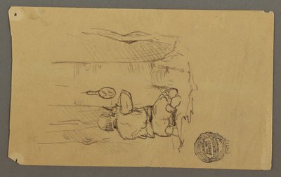 Dibujo, Hombre afeitándose, visto de espaldas, posiblemente 1878 de Frederic Edwin Church