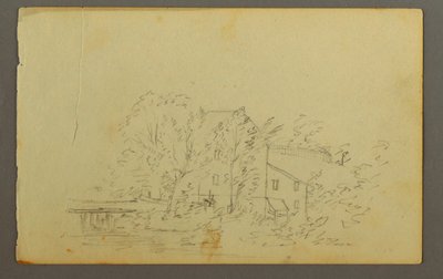 Dibujo, Molino rodeado de árboles, 1845 de Frederic Edwin Church