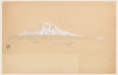 Dibujo, Monte Chimborazo desde la Casa del Senior Pablo Bustamante, Riobamba, Ecuador, 14 de julio de 1857. de Frederic Edwin Church