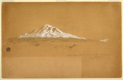 Dibujo, Monte Chimborazo desde la Casa del Senior Pablo Bustamante, Riobamba, Ecuador, 14 de julio de 1857. de Frederic Edwin Church