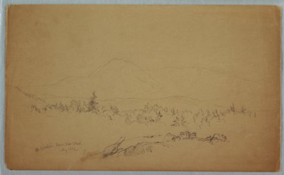 Dibujo, "Mount Katahdin from the West" [El monte Katahdin desde el oeste], agosto de 1852 de Frederic Edwin Church