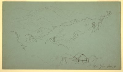 Dibujo, Paisaje montañoso, Casa, "cerca de Jorje", Ecuador, junio de 1857 de Frederic Edwin Church