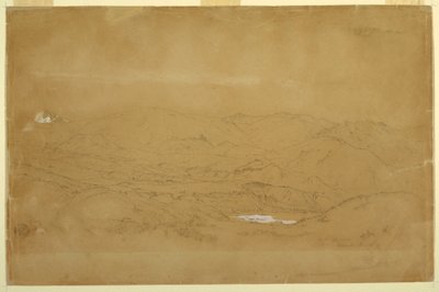 Dibujo, Paisaje montañoso cerca de Guanojo y Guaranda, Ecuador, 10 de junio de 1857 de Frederic Edwin Church