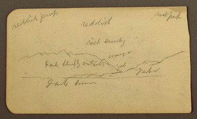 Dibujo, Paisaje de montaña; reverso: Inscripciones, 1885 de Frederic Edwin Church