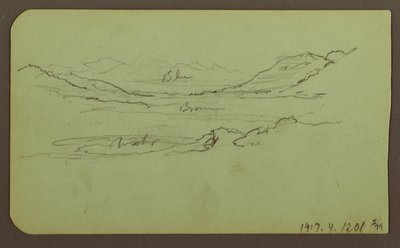 Dibujo, Paisaje de montaña; reverso: Paisaje, 1883 de Frederic Edwin Church