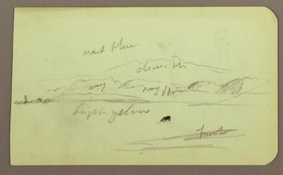 Dibujo, Paisaje de montaña; reverso: Figura sentada, Montaña, 1883 de Frederic Edwin Church