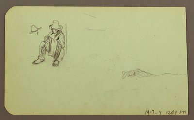 Dibujo, Paisaje de montaña; reverso: Figura sentada, Montaña, 1883 de Frederic Edwin Church