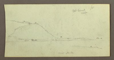 Dibujo, Montaña mirando sobre el agua, febrero posiblemente 1868 de Frederic Edwin Church