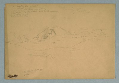 Dibujo, Pico de montaña, posiblemente el Chimborazo, que se eleva sobre tres cordilleras sucesivas, Ecuador, 1857 de Frederic Edwin Church