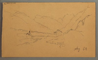 Dibujo, Picos de montaña, 1868 de Frederic Edwin Church