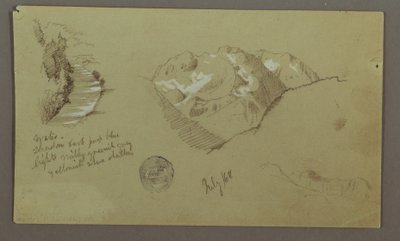 Dibujo, Picos de montaña, río, julio de 1868 de Frederic Edwin Church