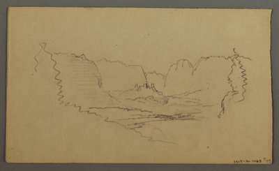 Dibujo, Picos de montaña, Santuario al borde de la carretera, agosto de 1868 de Frederic Edwin Church