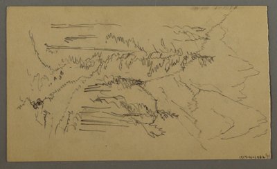 Dibujo, Picos de montaña, Dos figuras en un bote de remos, agosto de 1868 de Frederic Edwin Church