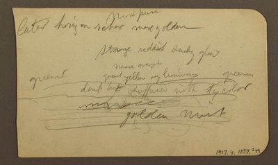 Dibujo, Cordillera, Cuautla, Iglesia; reverso: Caballo agazapado, anotaciones sobre el paisaje, febrero de 1885. de Frederic Edwin Church