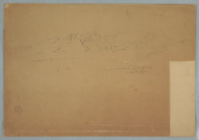 Dibujo, Cordillera con picos escarpados, cerca de Machachi, Ecuador, 19 de junio de 1857 de Frederic Edwin Church