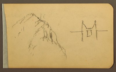 Dibujo, Mountain Side, torreta; Verso: Mountain Side, 1889 de Frederic Edwin Church