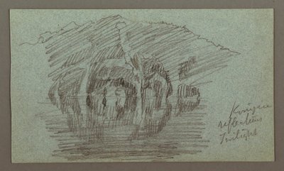 Dibujo, Montaña y su reflejo en el lago, posiblemente 1868 de Frederic Edwin Church