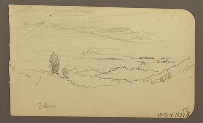 Dibujo, Paisaje de montaña, Toluca; Verso: Montaña, Toluca, 20 de abril de 1885. de Frederic Edwin Church