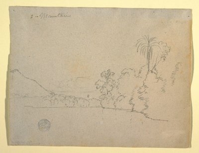 Dibujo, Orilla montañosa de una bahía, Sudamérica, 1853 de Frederic Edwin Church