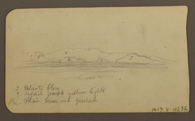 Dibujo, Montañas; Verso: Foothills amp; Mountain Range, 21 de diciembre de 1885 de Frederic Edwin Church