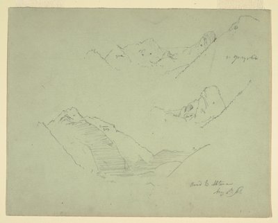 Dibujo, Montañas cerca de Abtenau, Salzkammergut, 5 de agosto de 1868 de Frederic Edwin Church