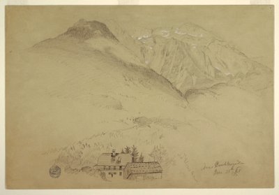 Dibujo, Montes Goell y Brett cerca de Berchtesgarden, Baviera, 28 de junio de 1868 de Frederic Edwin Church