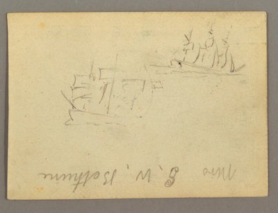 Dibujo, Nombre escrito, Veleros, posiblemente 1868 de Frederic Edwin Church