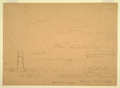Dibujo, Cataratas del Niágara, Terrapin Point, 20 de marzo de 1856 de Frederic Edwin Church