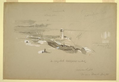 Dibujo, Cataratas del Niágara desde Terrapin Point, 20 de marzo de 1856 de Frederic Edwin Church