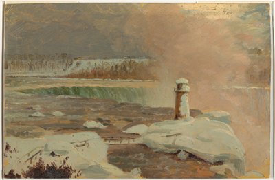 Dibujo, Río Niágara y cataratas nevadas, marzo de 1856 de Frederic Edwin Church